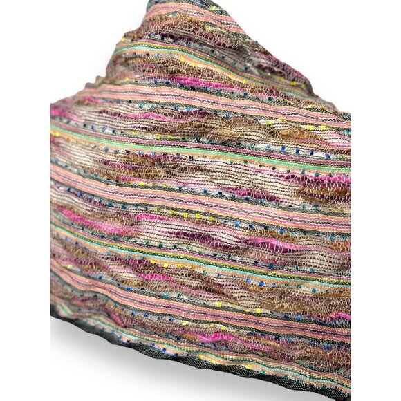 Collection Eighteen Womens Multicolor Woven Scarf Shawl Wrap W Fringe 66" L14" W - Picture 3 of 9